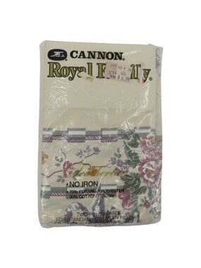 NEW Vintage Cannon Royal Family 2 Standard Pillowcases Cream Pink Floral Flower